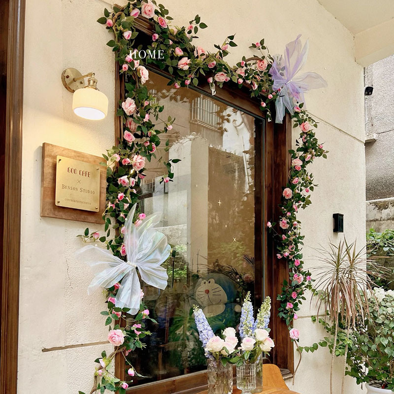 仿真花藤蝴蝶装饰布置春日花园咖啡厅花店造景餐厅欧式莫奈厂家
