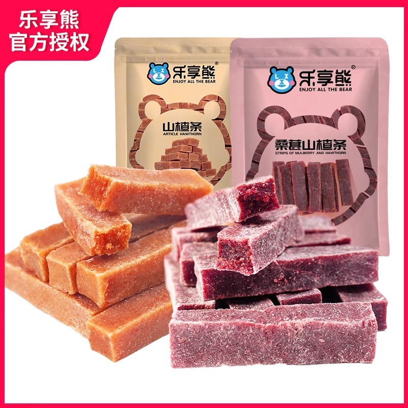 新货乐享熊桑葚山楂条500g天然山楂卷片办公室网红零食小吃休闲食