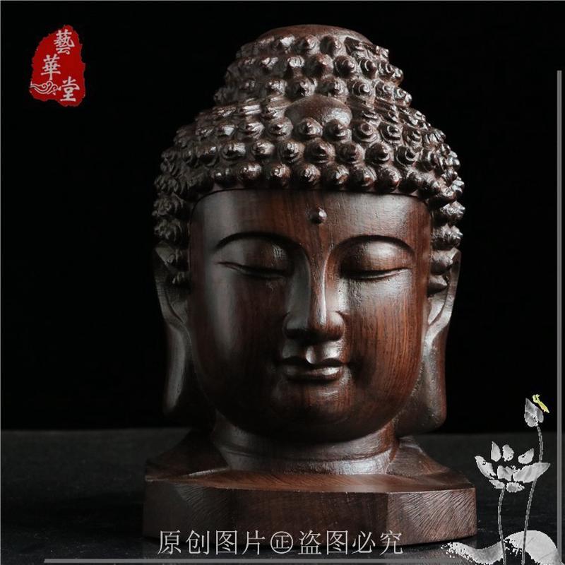 跨境供 优品释迦牟尼 如来佛头工艺品木雕摆件厂家直供一件代发