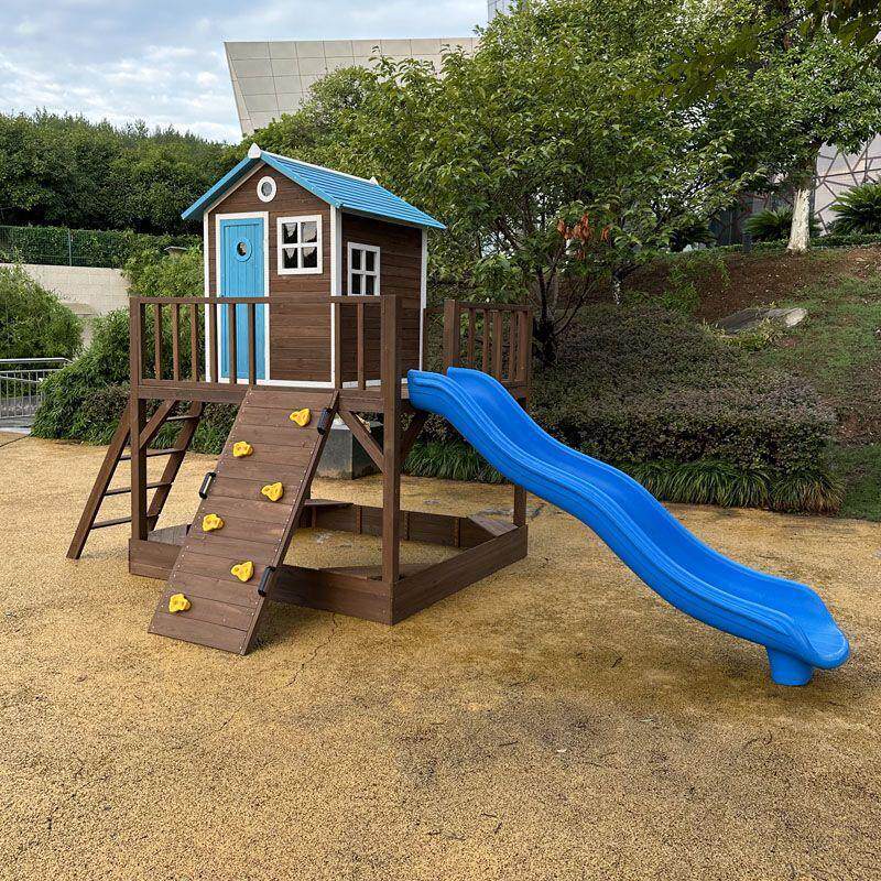 户外儿童木屋幼儿园树屋游戏屋室外庭院大型滑梯游乐民宿房子厂家