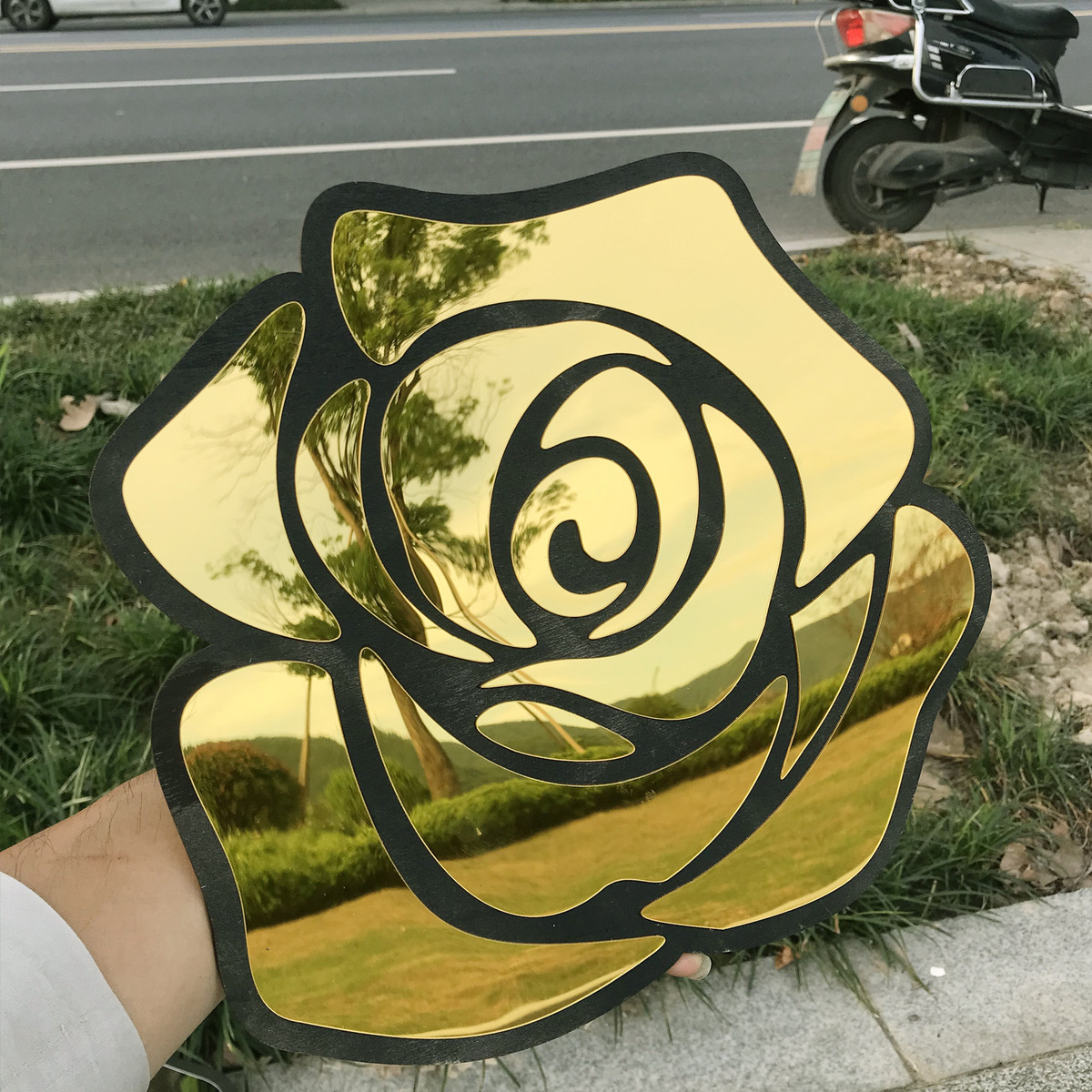 temu布置玫瑰花装饰墙镜ins风装饰墙镜家居