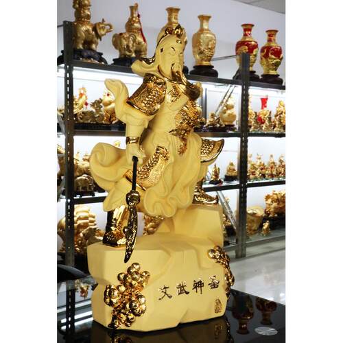 雅信工艺关公摆件酒店文武神圣开业礼品大堂前台金色摆设工厂直销