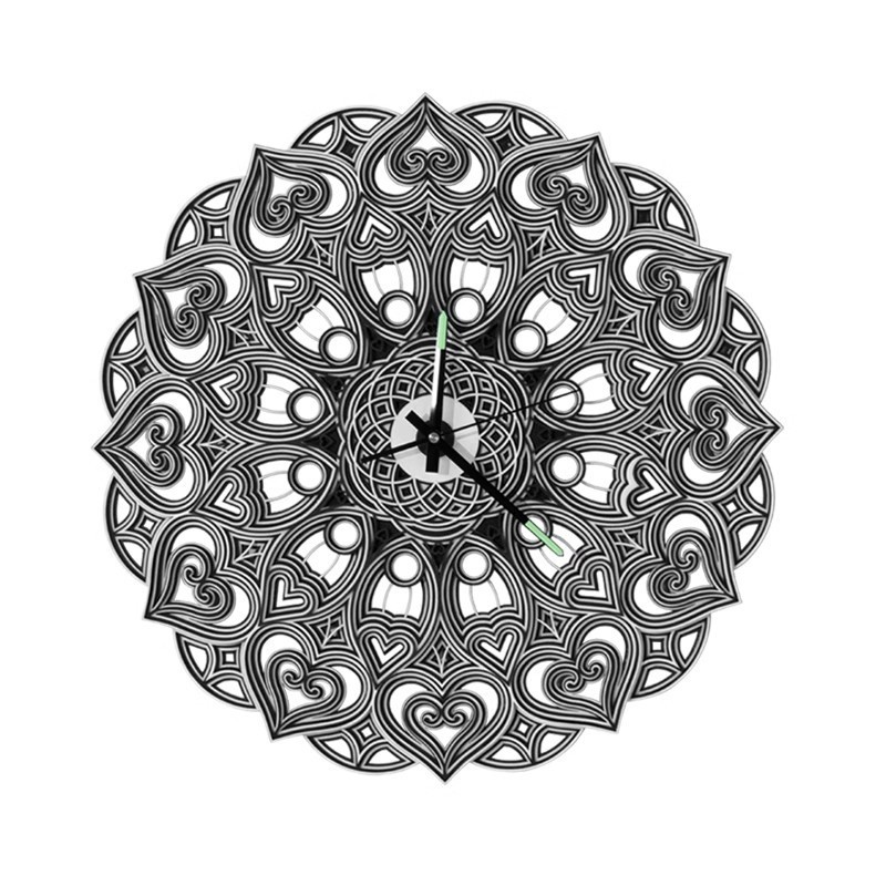 花纹时钟创意叠雕酒店木雕工艺3d立体画设计师装饰画艺别墅术壁画图片