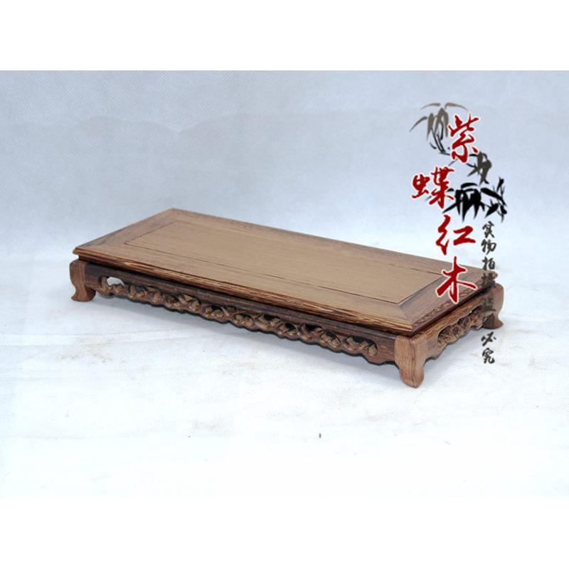 红木工艺品长方形鸡翅木批发底座 满花腾仿红木底座木雕家居饰品