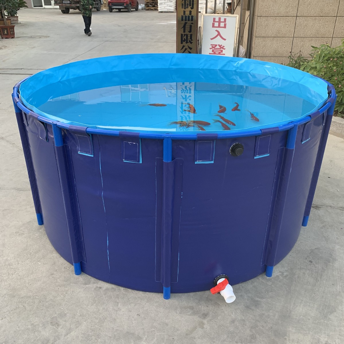 帆布鱼池工程储水水池养殖防水布加厚刀刮布家用游泳养鱼支架锦鲤