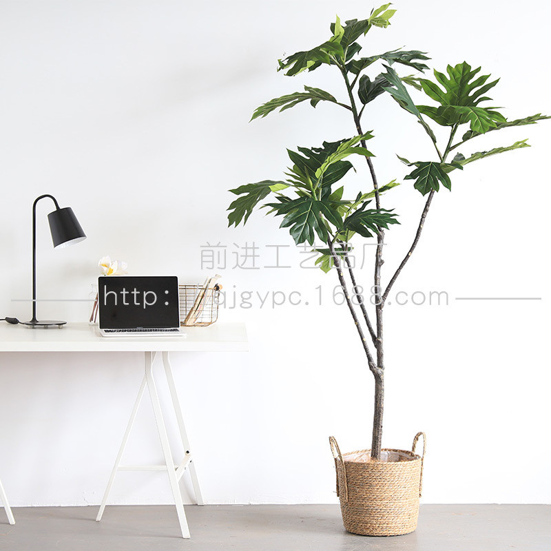 现货仿真面包树假树盆栽室内客厅装饰绿植盆栽INS风装饰仿真植物