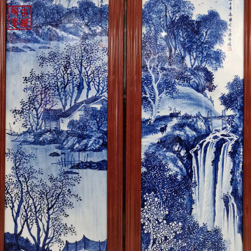 景德镇手绘青花瓷板画陶家居装饰画客厅挂件