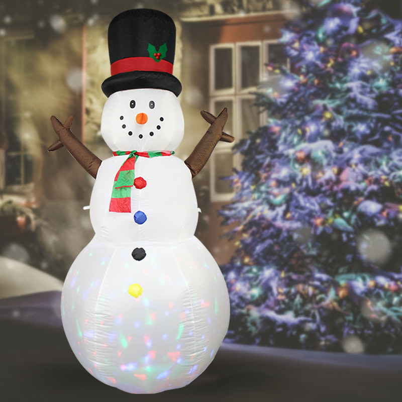 8尺圣诞充气雪人灯庭院带户外草坪派对旋转彩灯充气装饰品