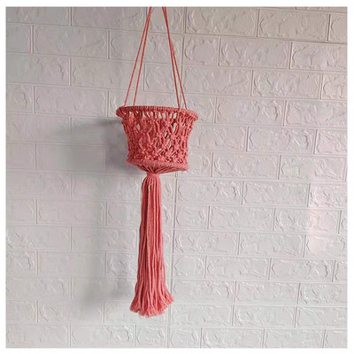 悬挂吊篮纯手工编织红园艺绿化花盆西瓜网兜吊网批发花盆吊篮网兜