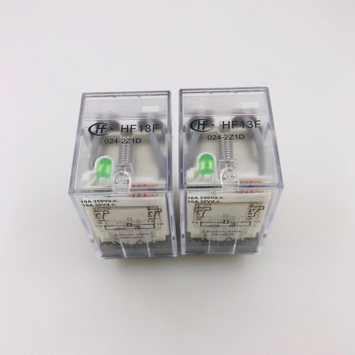 HF13F-024-2Z1D宏发继电器JQX-13F-024-2Z1D 两组8脚10A带发光管
