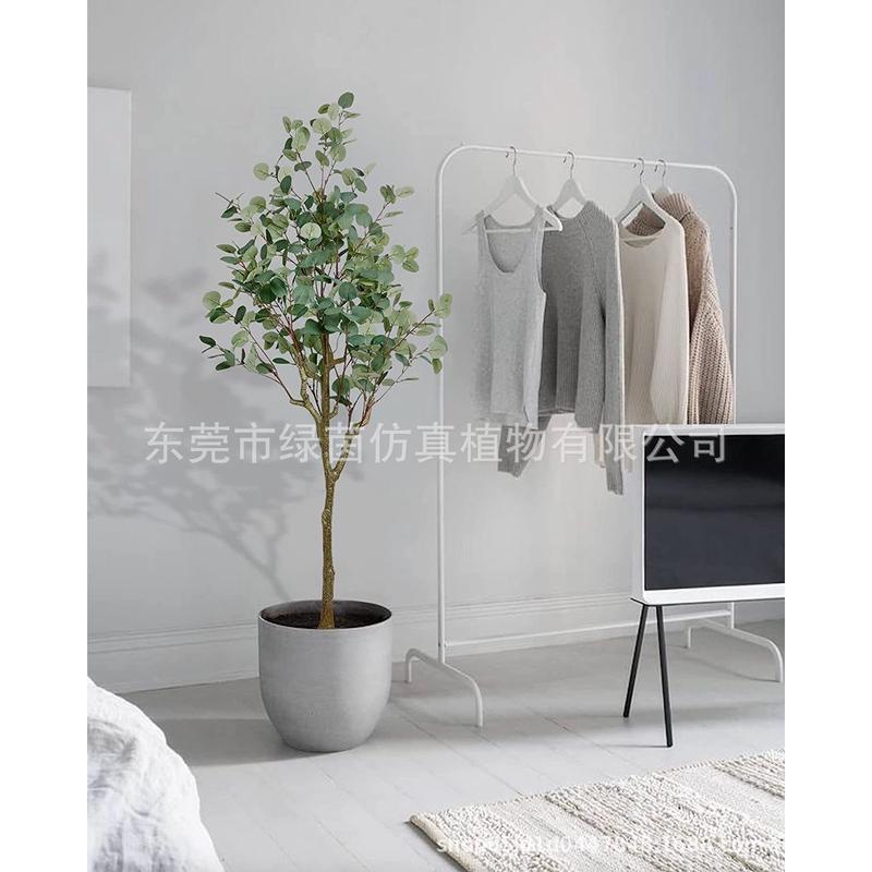 电商尤加利树仿真人造120/150/170cm桉树金钱树盆栽植物