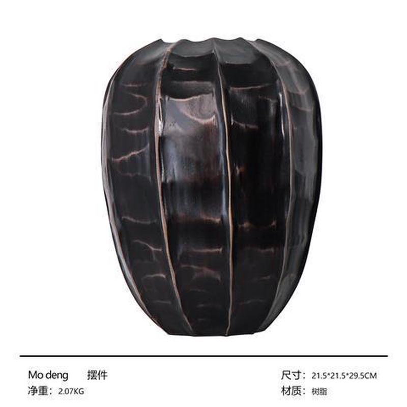 新中式仿木核桃纹花瓶摆件餐桌版房酒店会所样玄关花器软装饰品