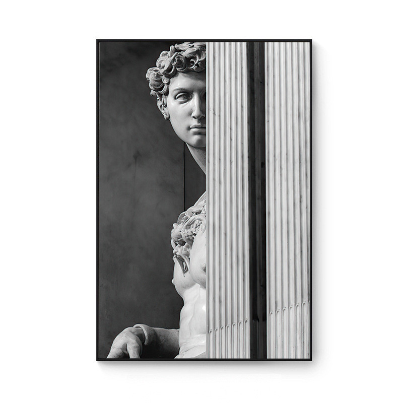 大卫美式复古大幅人物客厅挂画黑白抽象艺术玄关工业风落地装饰画