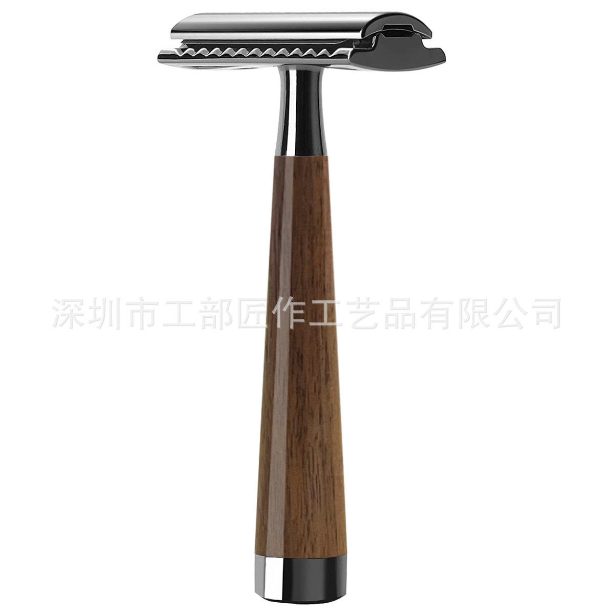 手动剃须刀胡桃木手柄银色剃须刀安全剃刀复古手动胡须刮胡刀