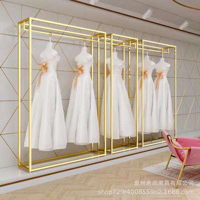 婚纱架子落地式展示架金色专用影楼礼服货架铁艺服装店婚纱挂衣架