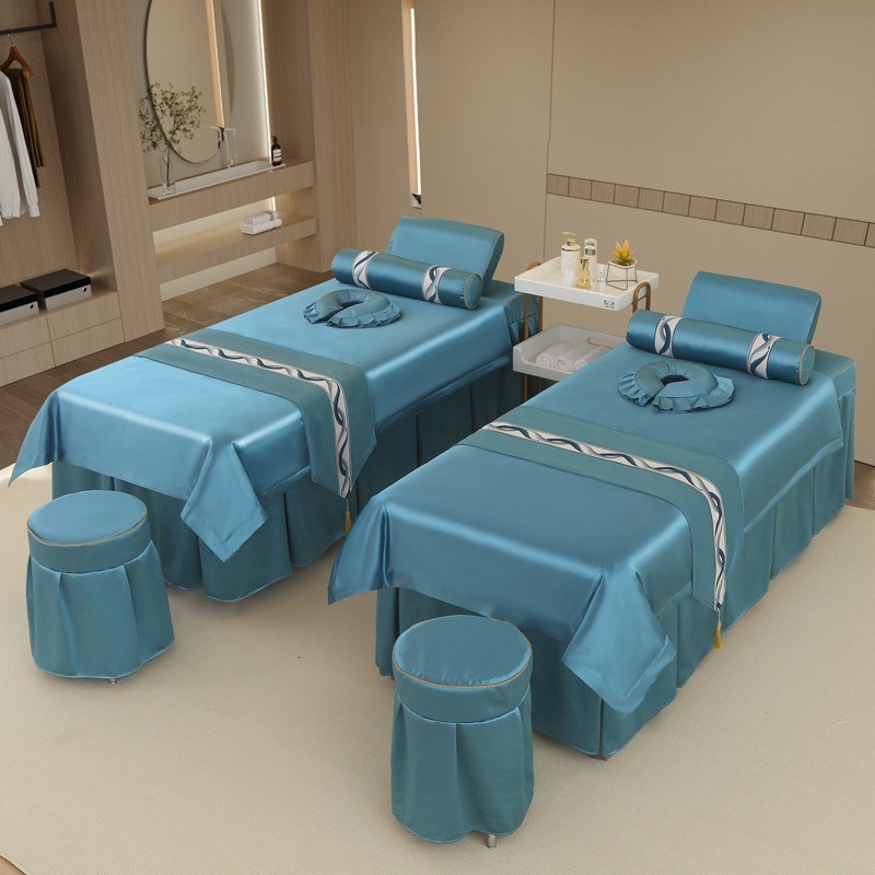 欧式批发轻奢高级美容院床罩推拿按摩理疗洗头床套美容床罩四件套
