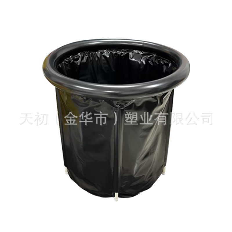 热卖带气圈折叠浴桶户外便携运动员冰浴桶带盖成人洗澡桶家用