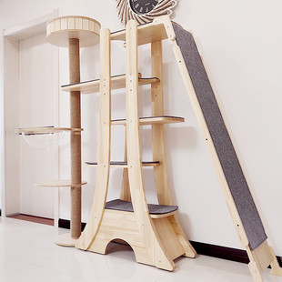 喵林苑豪华实木猫架大型猫爬架爬猫窝猫树一体通天柱松木猫抓柱