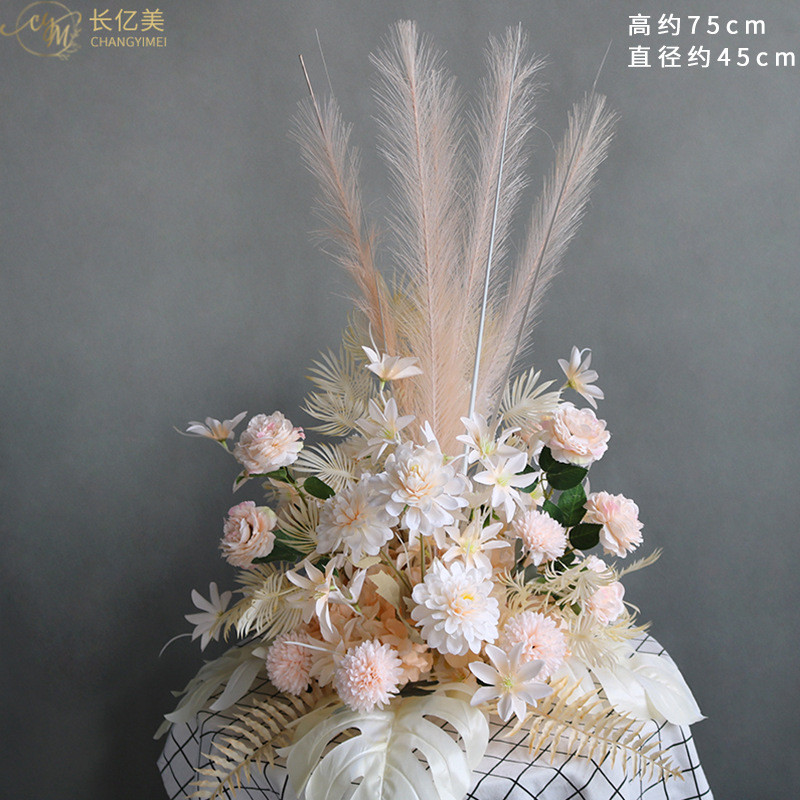 新款香槟系列路引排花排绢花婚礼摆件排花装饰挂花桌花加高婚庆花
