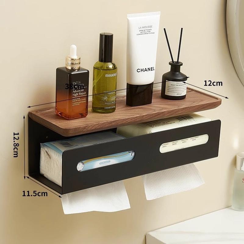 胡桃木卫生间厕纸盒浴室厕所纸巾盒免打孔洗手置物架卫生纸手纸盒