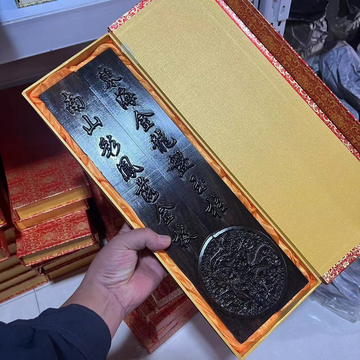 雕刻工艺红木镇尺书法雕龙家居镇纸文房摆件黑檀木木质礼品批发