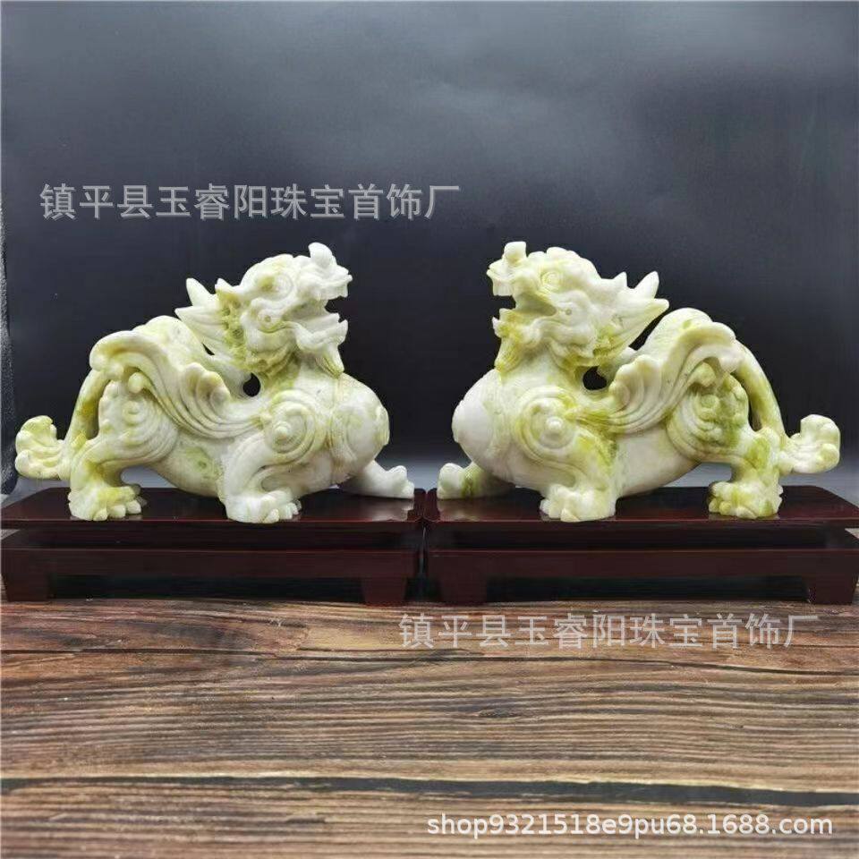厂家批发天然玉石貔貅zhaocai摆皮丘蓝田玉古雕饰摆件客厅办公室