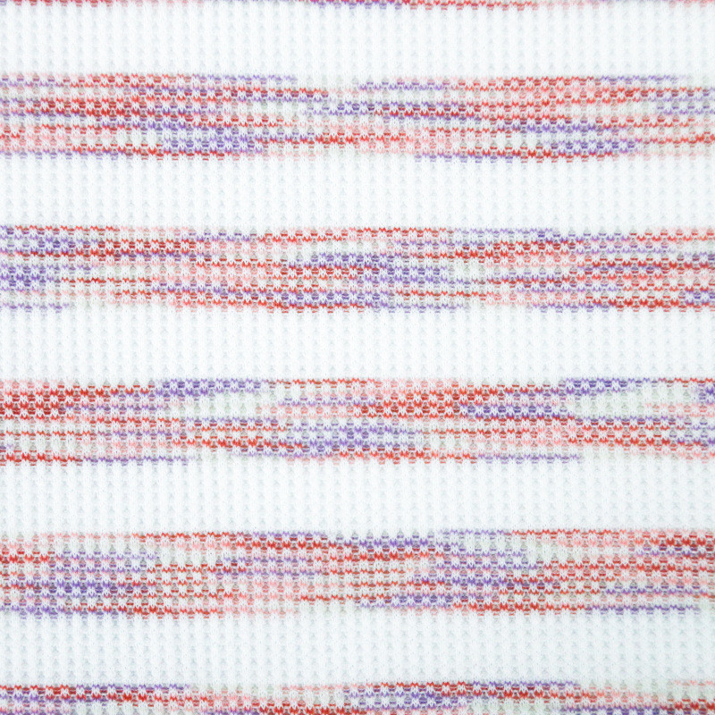 2024新款色系彩条华夫格针织面料180g七彩染段弹力双面华夫格布料