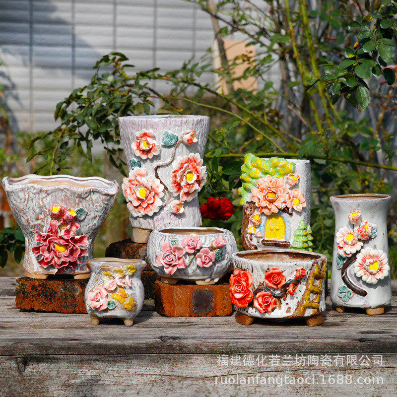 手工手捏花盆陶瓷多肉花盆老桩盆拼盘群生盆肉肉盆精美,鲜花速递/花卉仿真/绿植园艺,花盆,淘宝优惠券,粉丝福利购,淘宝优惠卷