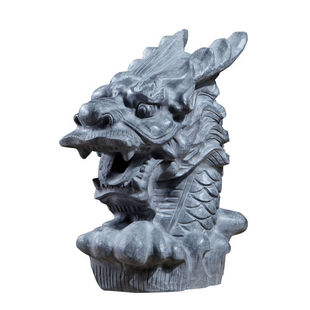 鱼池流水口石雕石头吐景观庭院庙宇户外园林造景家用古鱼池装饰