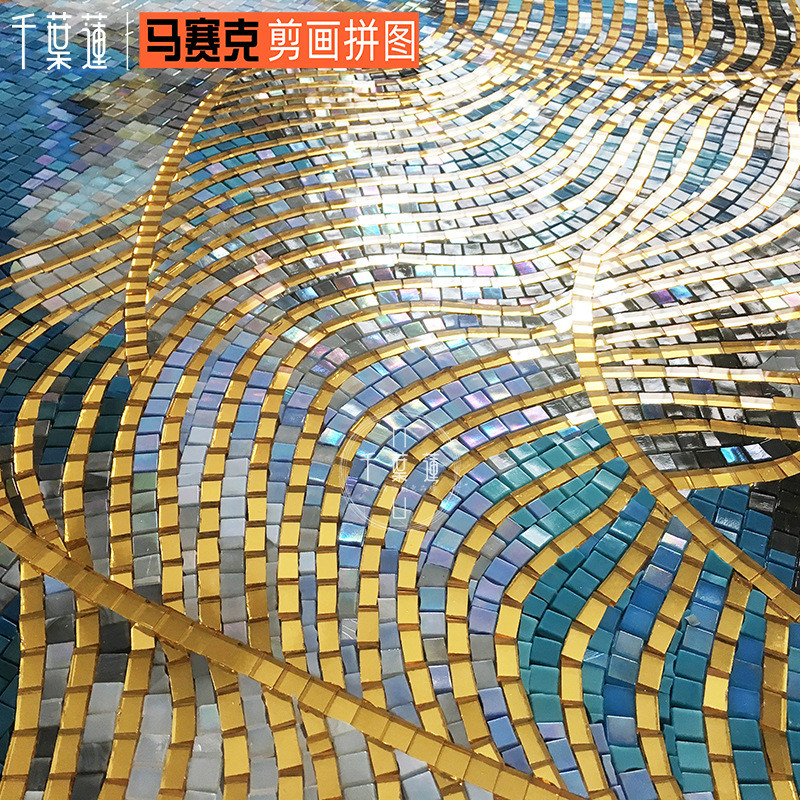 厂家直销定制玻璃马赛克餐厅画拼图艺术壁画玄关入户剪背景墙图案