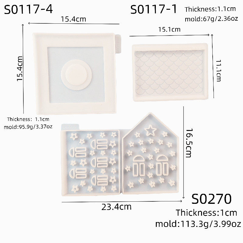 星星房子三件套摆件硅胶模具烛台石膏模具diy装饰s0270