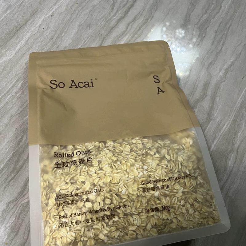 新货soacai燕麦片老式纯全粒燕麦片钢切燕麦隔夜无麸质燕麦奇亚籽