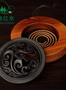 红木卧紫光檀熏香炉黑檀木质香盒香炉檀香炉
