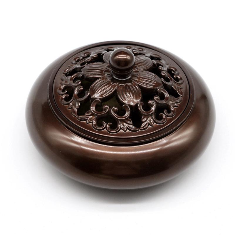 博喜适用香炉丁香花开线香盘香炉家居办公全铜禅意丁香炉摆件