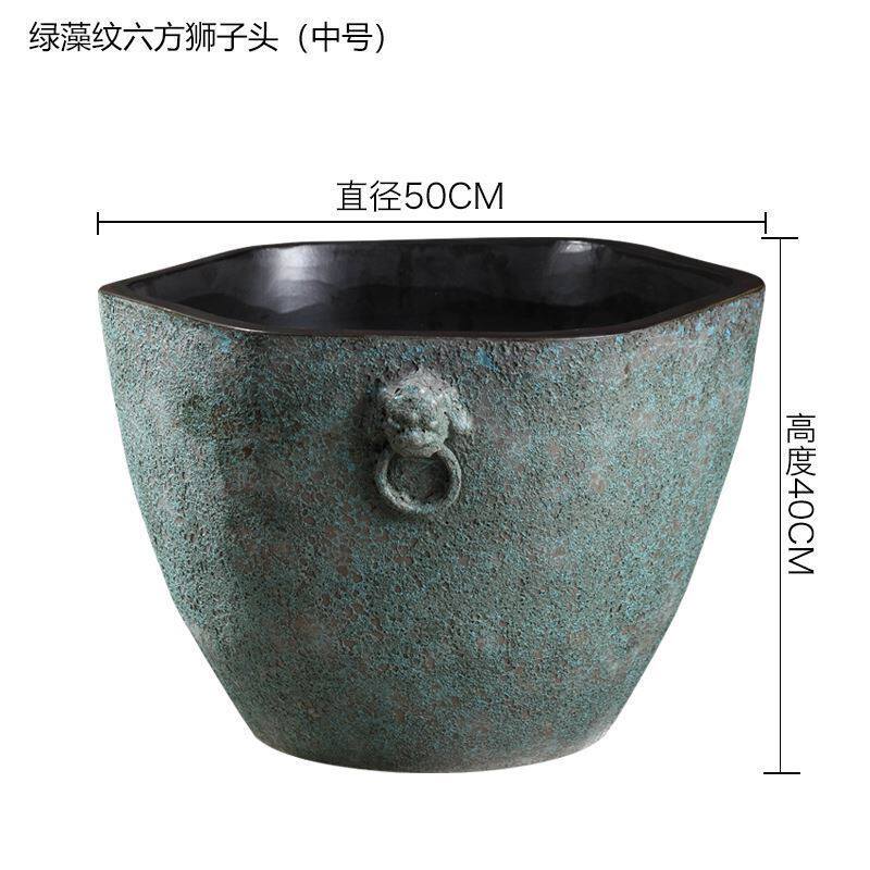 仿古大号大缸荷花缸养鱼缸庭院民宿陶瓷酒店仿石水缸大厅睡莲大型