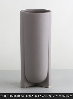 博直筒家居 圆柱形西陶瓷花瓶摆件 家居ins软装玄关客厅装饰品