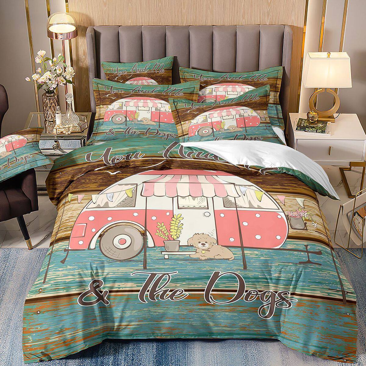 camping三件套外贸3d被套风景旅行车露营帐篷床上用品