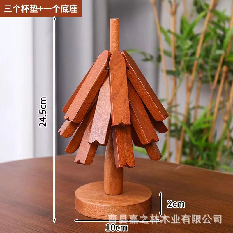 树叶造型木制杯垫桌面装饰木质杯垫摆件居家小树实木水杯隔热垫