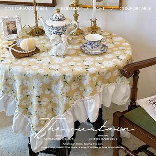 韩式田园法式奶油棉布印花长方形桌布茶几餐桌布甜品台布防尘盖布