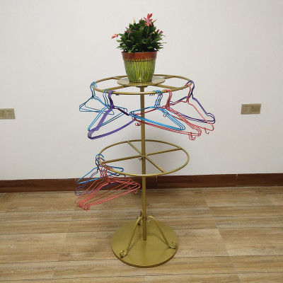 铁艺金色宠物狗服装架子圆形挂衣架可旋转多层内衣裤展示架落地式