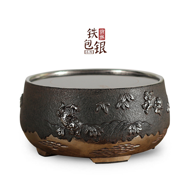 台湾龙隐斋铁包银电陶炉挑家用煮茶器铁壶银壶烧水炉不静音壶茶炉
