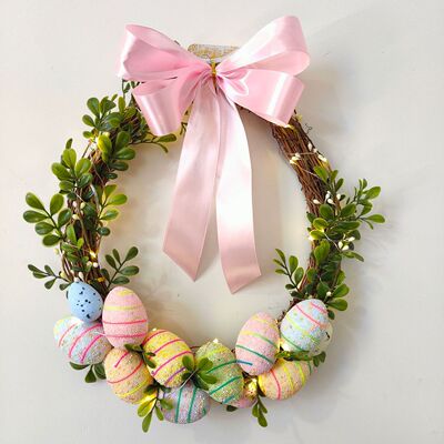 符源复活节仿真花环复活节彩蛋家居挂彩蛋装饰品门装easter