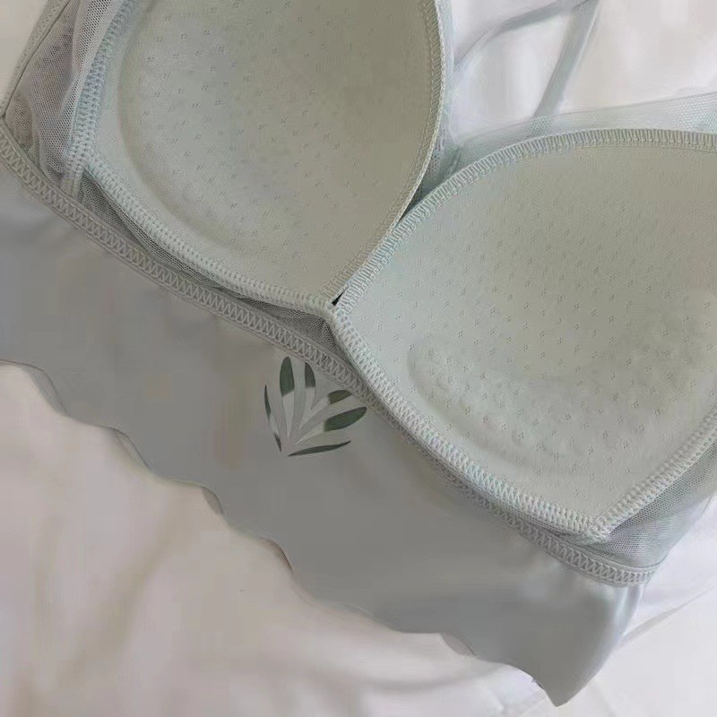 妖精可可和音玫瑰软内衣短款女U型美背乳胶蕾丝文胸春夏仙女吊带