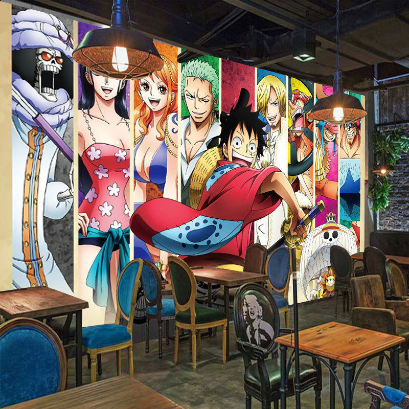 动漫海报自粘海贼王路飞墙贴防水宿舍海报背景墙贴画壁纸装饰画