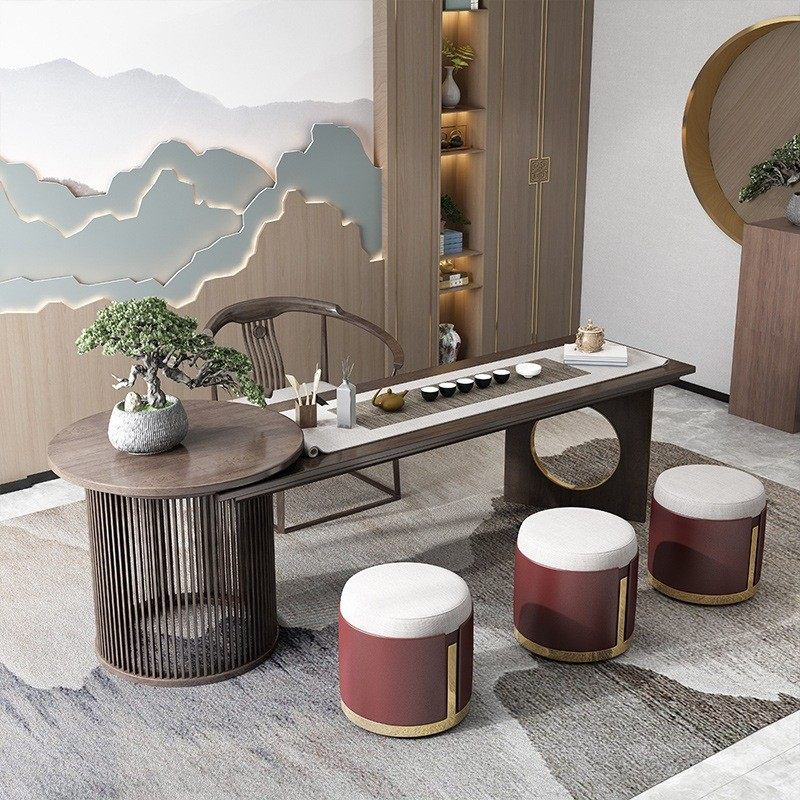 新中式实木茶桌椅组合禅意功夫茶台办公室茶室泡茶桌黑胡桃木家具,住宅家具,家用茶台/茶桌,淘宝优惠券,粉丝福利购,淘宝优惠卷