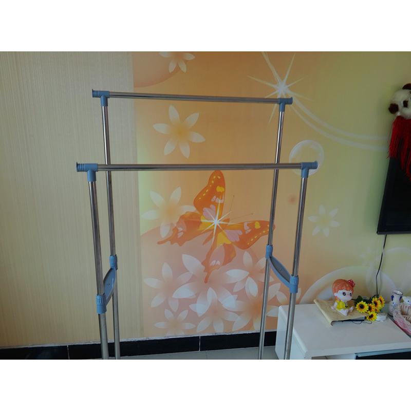 厂家批发不锈钢双杆升降晾衣架落地晾晒架伸缩晒衣架置地晒衣架