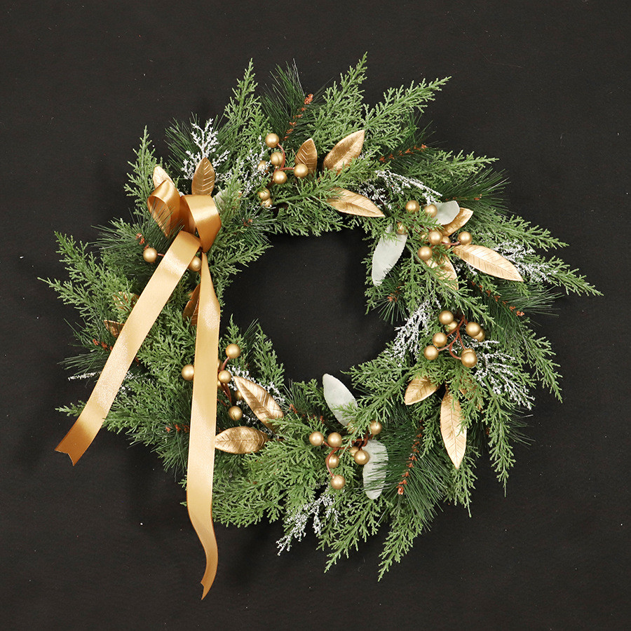 作手美式圣诞装饰花环节日橱窗布置庭院门挂花圈厂家批发