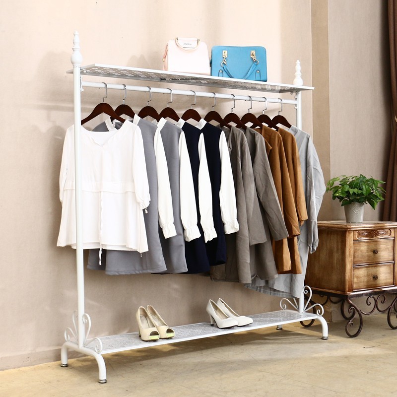 晾衣架铁单杆式家用卧室置衣架室内阳台落地晒衣架房间挂衣服新品