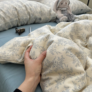 兰梦 A类全棉双层纱四件套1.8m母婴级纯棉床单被套宿舍1.2m三件套