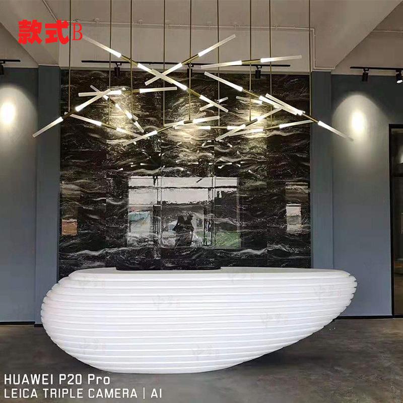 定制接待台异形前台商场售楼部影院玻璃钢酒店吧台菱形切面弧度款